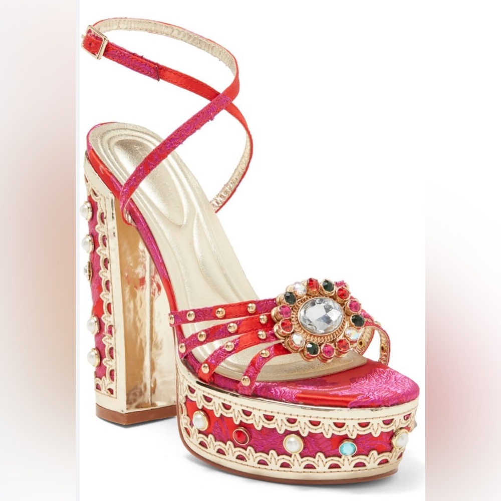 Azalea Wang:ALINE-REDMULTI PLATFORM SANDAL Sz 11